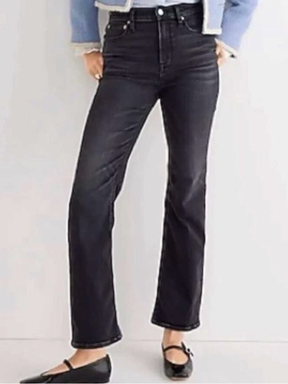 Woman’s J. Crew High-rise slim demi-boot jean size 32P (petite) gray charcoal